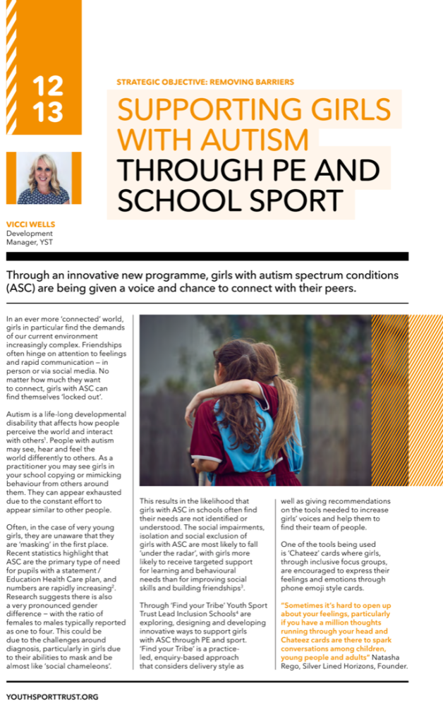 SUPPORTING GIRLS WITH AUTISM THROUGH PE AND SCHOOL SPORT ARTICLE